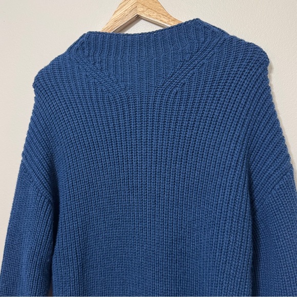 ZARA Wool Blend Sweater Size Medium Blue Tunic Length Knit - Picture 4 of 8